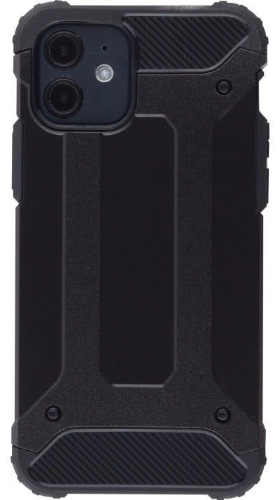 Coque iPhone 12 / 12 Pro - Hybrid carbon - Noir