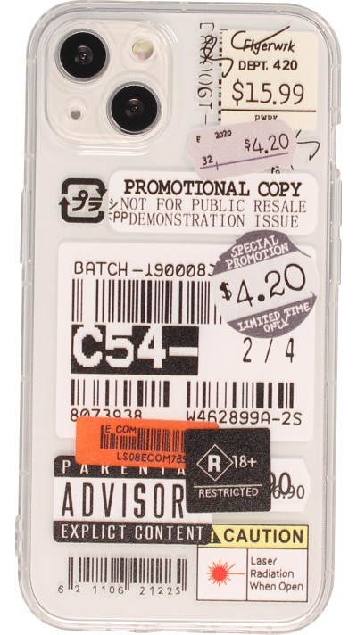 Coque iPhone 12 / 12 Pro - Autocollant Vintage Sticker étiquette de prix collage - Transparent