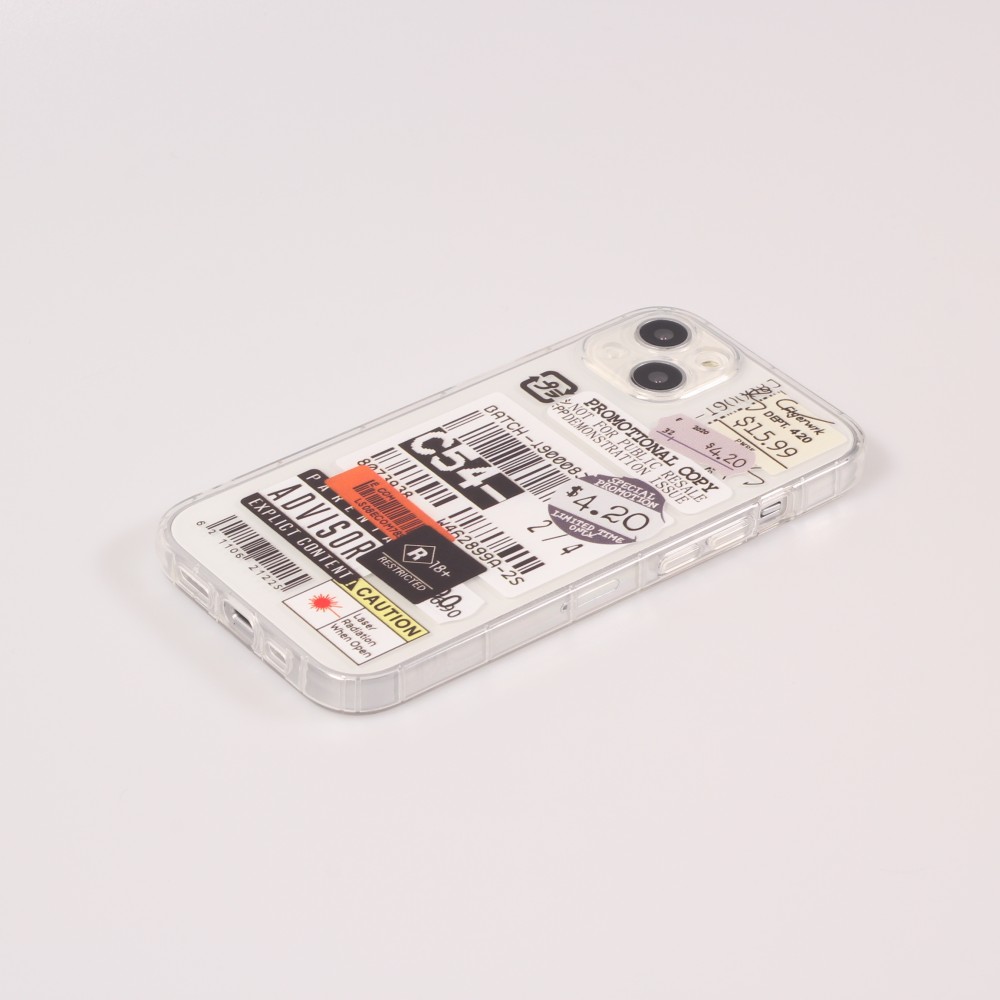 Coque iPhone 12 - Autocollant Vintage Sticker étiquette de prix collage - Transparent