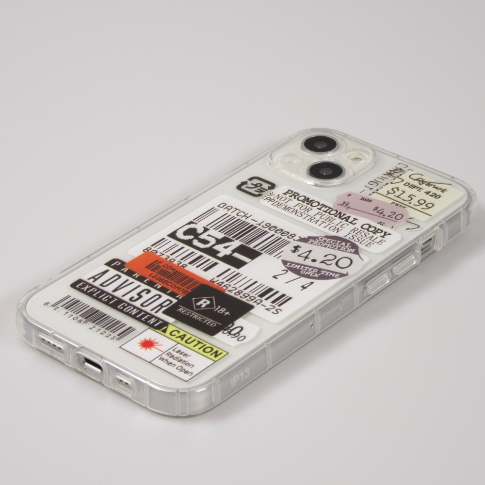 Coque iPhone 12 - Autocollant Vintage Sticker étiquette de prix collage - Transparent