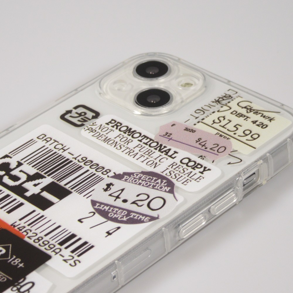 iPhone 12 Case Hülle - Aufkleber Vintage Sticker Price-tag collage - Transparent