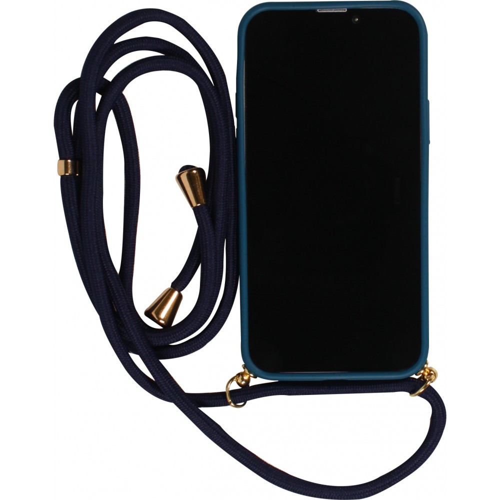 iPhone 13 Case Hülle - Bio Eco-Friendly Vegan mit Handykette Necklace blau