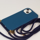 iPhone 7 / 8 / SE (2020, 2022) Case Hülle - Bio Eco-Friendly Vegan mit Handykette Necklace blau