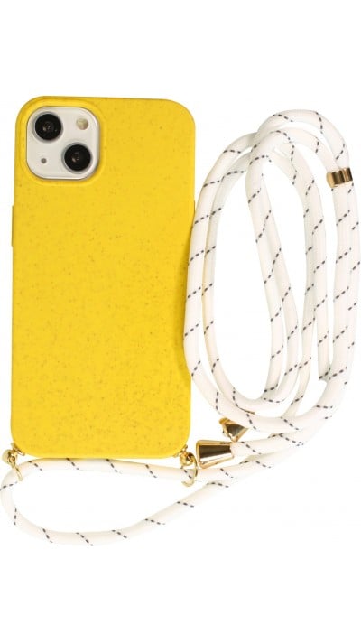 Coque iPhone 15 Plus - Bio Eco-Friendly nature avec cordon collier jaune