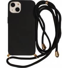 iPhone 15 Plus Case Hülle - Bio Eco-Friendly Vegan mit Handykette Necklace - Schwarz