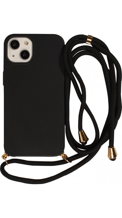Coque iPhone 15 Plus - Bio Eco-Friendly nature avec cordon collier - Noir