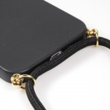 iPhone 15 Plus Case Hülle - Bio Eco-Friendly Vegan mit Handykette Necklace - Schwarz