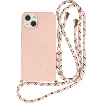 iPhone 14 Case Hülle - Bio Eco-Friendly Vegan mit Handykette Necklace - Rosa