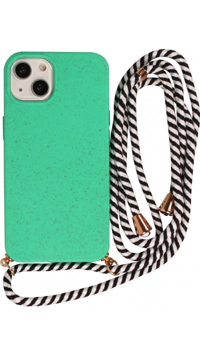 Coque iPhone 13 - Bio Eco-Friendly nature avec cordon collier - Turquoise