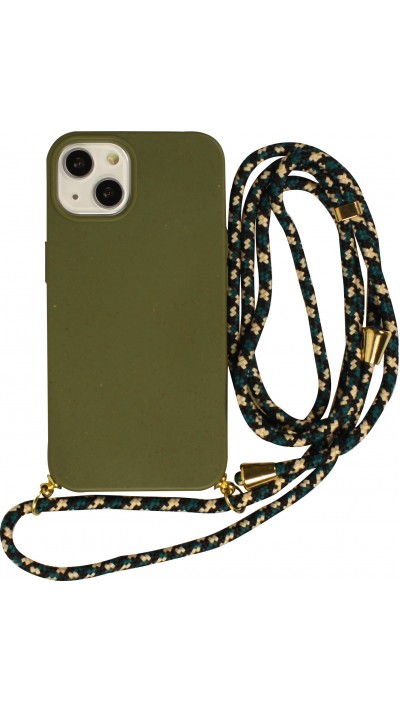 Coque iPhone 13 - Bio Eco-Friendly nature avec cordon collier - Vert foncé