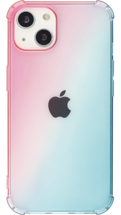 iPhone 15 Case Hülle - Gummi Bumper Rainbow mit extra Schutz für Ecken Antischock - rosa blau