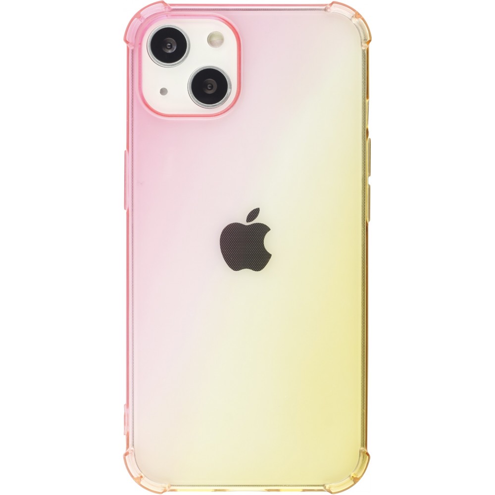 iPhone 16e Case Hülle - Gummi Bumper Rainbow mit extra Schutz für Ecken Antischock - rosa - Gelb