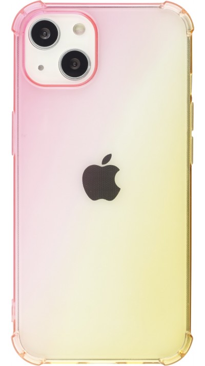 Coque iPhone 15 Plus - Bumper Rainbow Silicone anti-choc avec bords protégés -  rose jaune