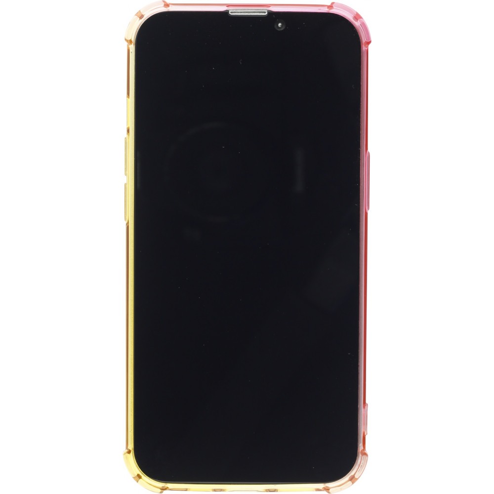 iPhone 16e Case Hülle - Gummi Bumper Rainbow mit extra Schutz für Ecken Antischock - rosa - Gelb