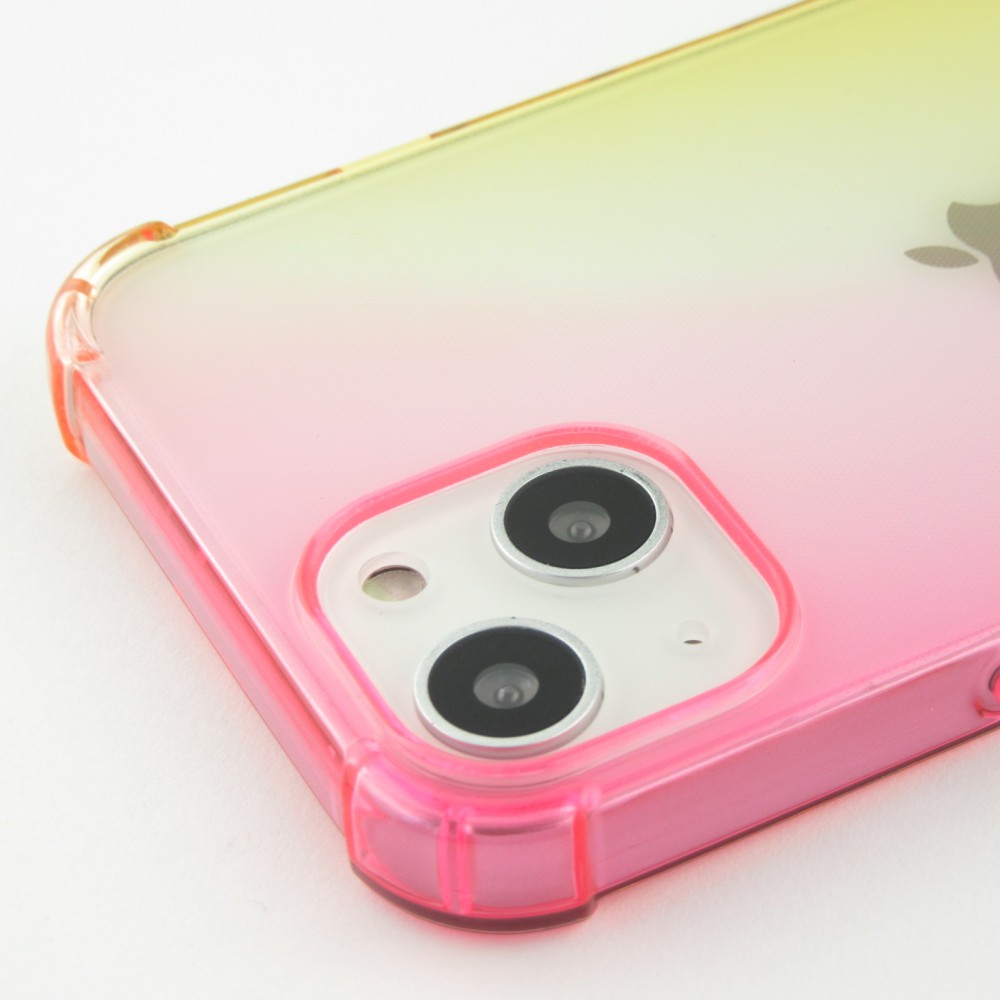iPhone 16e Case Hülle - Gummi Bumper Rainbow mit extra Schutz für Ecken Antischock - rosa - Gelb