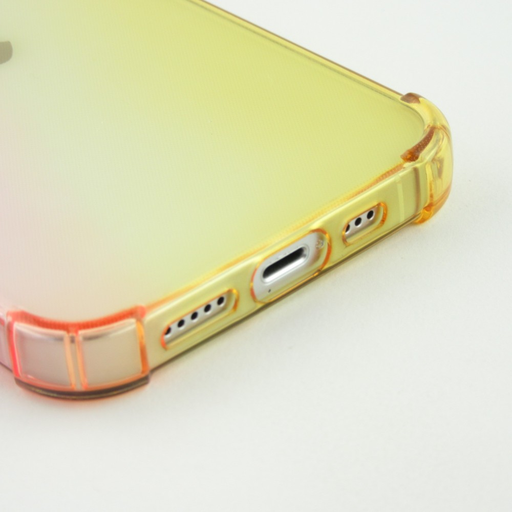 iPhone 16e Case Hülle - Gummi Bumper Rainbow mit extra Schutz für Ecken Antischock - rosa - Gelb