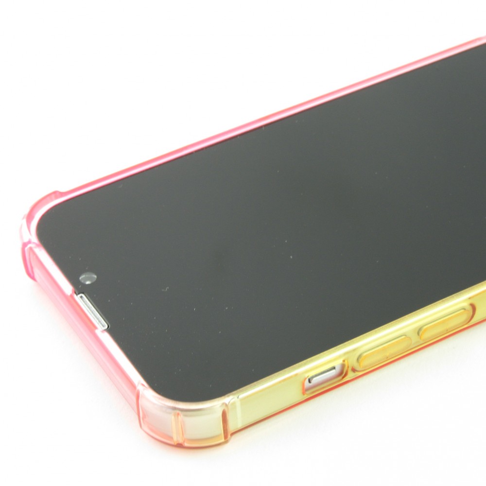 iPhone 16e Case Hülle - Gummi Bumper Rainbow mit extra Schutz für Ecken Antischock - rosa - Gelb
