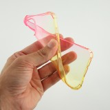 iPhone 16e Case Hülle - Gummi Bumper Rainbow mit extra Schutz für Ecken Antischock - rosa - Gelb