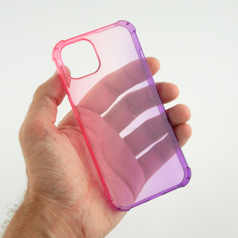Coque iPhone 15 - Bumper Rainbow Silicone anti-choc avec bords protégés -  rose - Violet