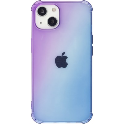 iPhone 15 Case Hülle - Gummi Bumper Rainbow mit extra Schutz für Ecken Antischock - violett blau