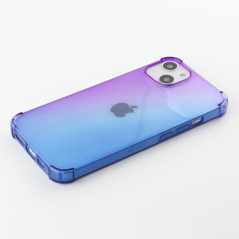 Coque iPhone 15 Plus - Bumper Rainbow Silicone anti-choc avec bords protégés -  violet - Bleu