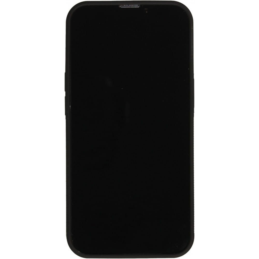 Coque iPhone 14 Plus - Carbomile alcantara et carbone avec surpiqûres rouges (compatible MagSafe)