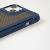 Coque iPhone 14 - Cover Military Élite avec dos en carbone semi-transparent - Bleu foncé