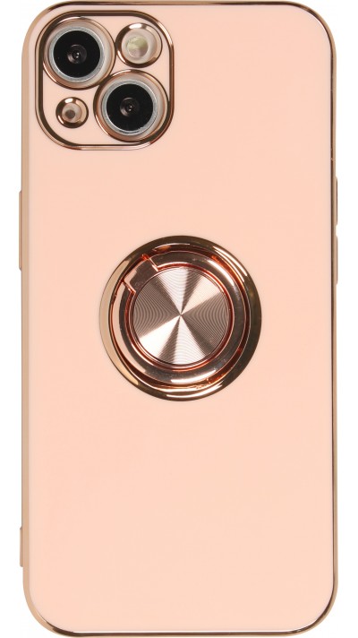 Coque iPhone 13 - Gel Bronze avec anneau - Rose