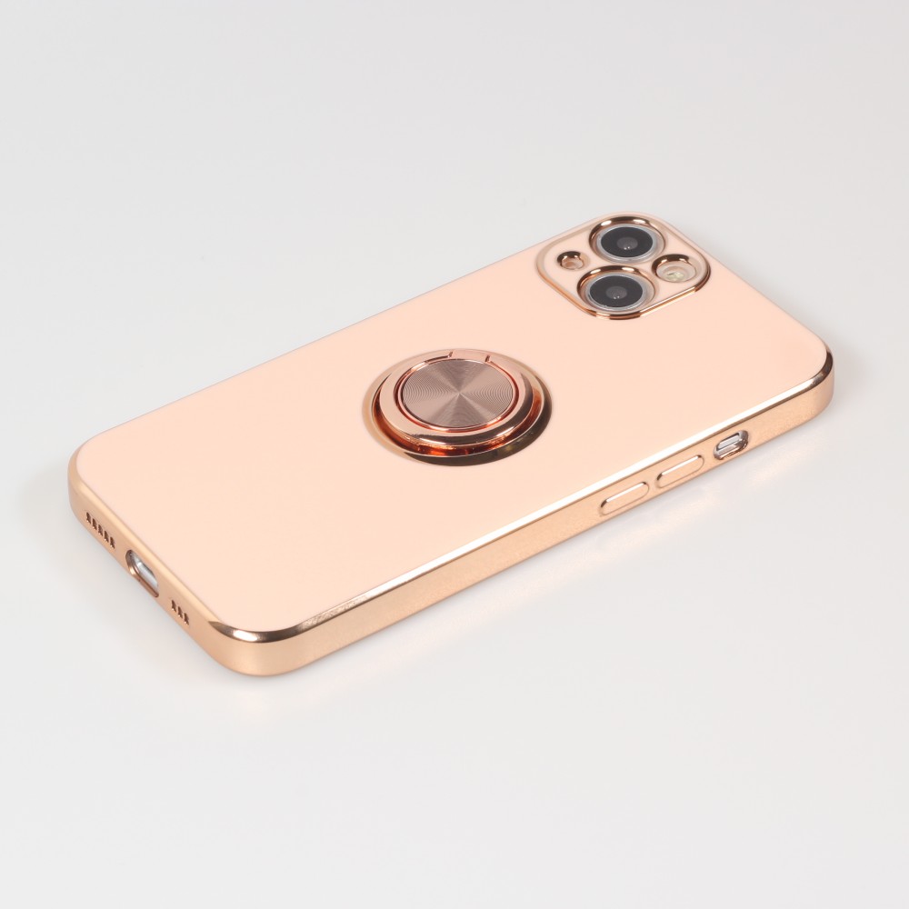 Coque iPhone 13 - Gel Bronze avec anneau - Rose