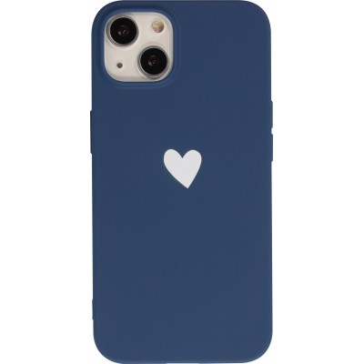 Coque iPhone 15 Plus - Gel coeur - Bleu