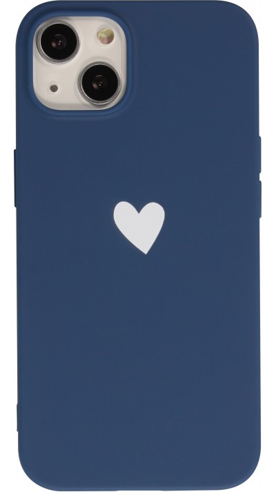 Coque iPhone 15 Plus - Gel coeur - Bleu