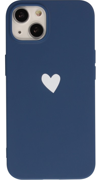 Coque iPhone 13 - Gel coeur - Bleu