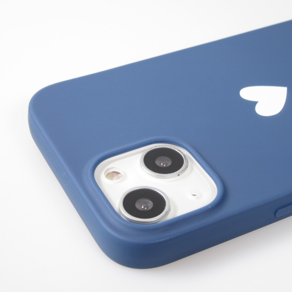 Hülle iPhone 13 mini - Gummi Herz blau