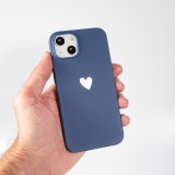 Hülle iPhone 13 mini - Gummi Herz blau