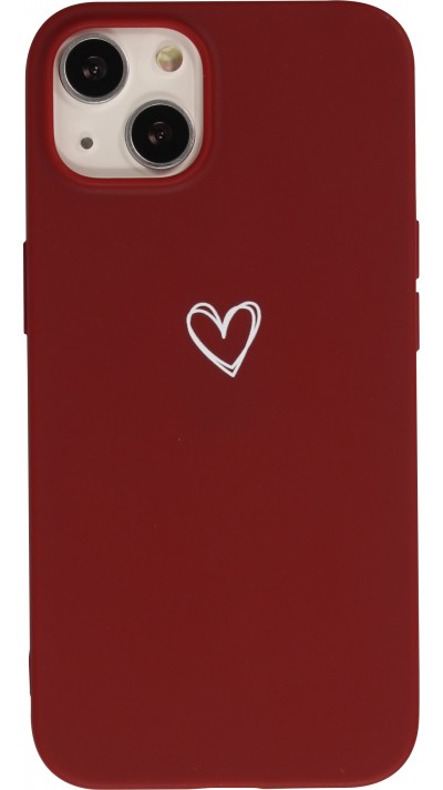 Coque iPhone 13 mini - Gel coeur - Rouge