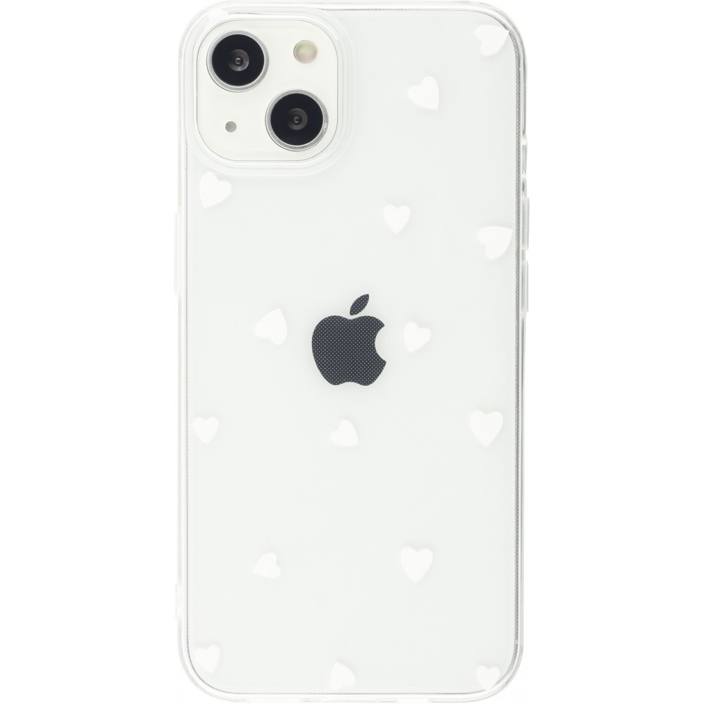 Coque iPhone 14 Plus - Gel petit coeur - Blanc