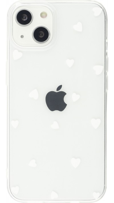 Coque iPhone 14 Plus - Gel petit coeur transparent - Blanc