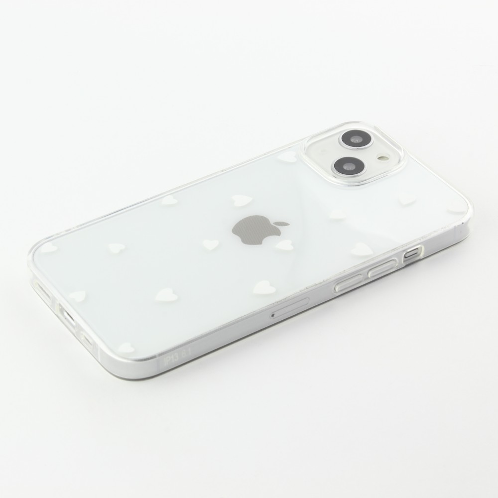 Hülle iPhone 14 - Gummi kleines Herz - Weiss