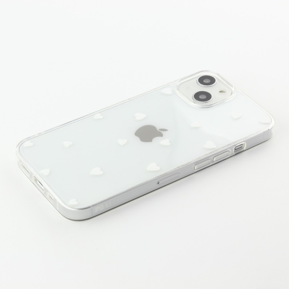 Coque iPhone 15 - Gel petit coeur - Blanc