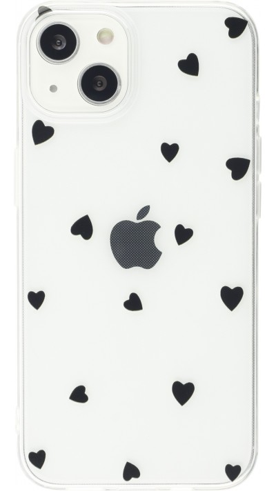 Coque iPhone 15 Plus - Gel petit coeur - Noir