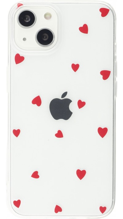 Coque iPhone 14 - Gel petit coeur transparent - Rouge