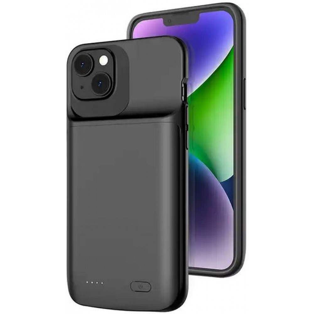 Coque iPhone - Gel silicone chargeur power bank 4800mAh intégré - Noir