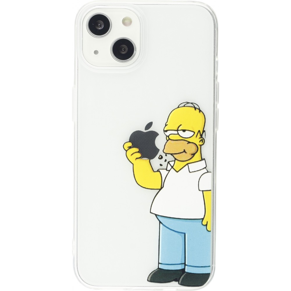 Coque iPhone 14 - Gel cartoon Homer Simpson