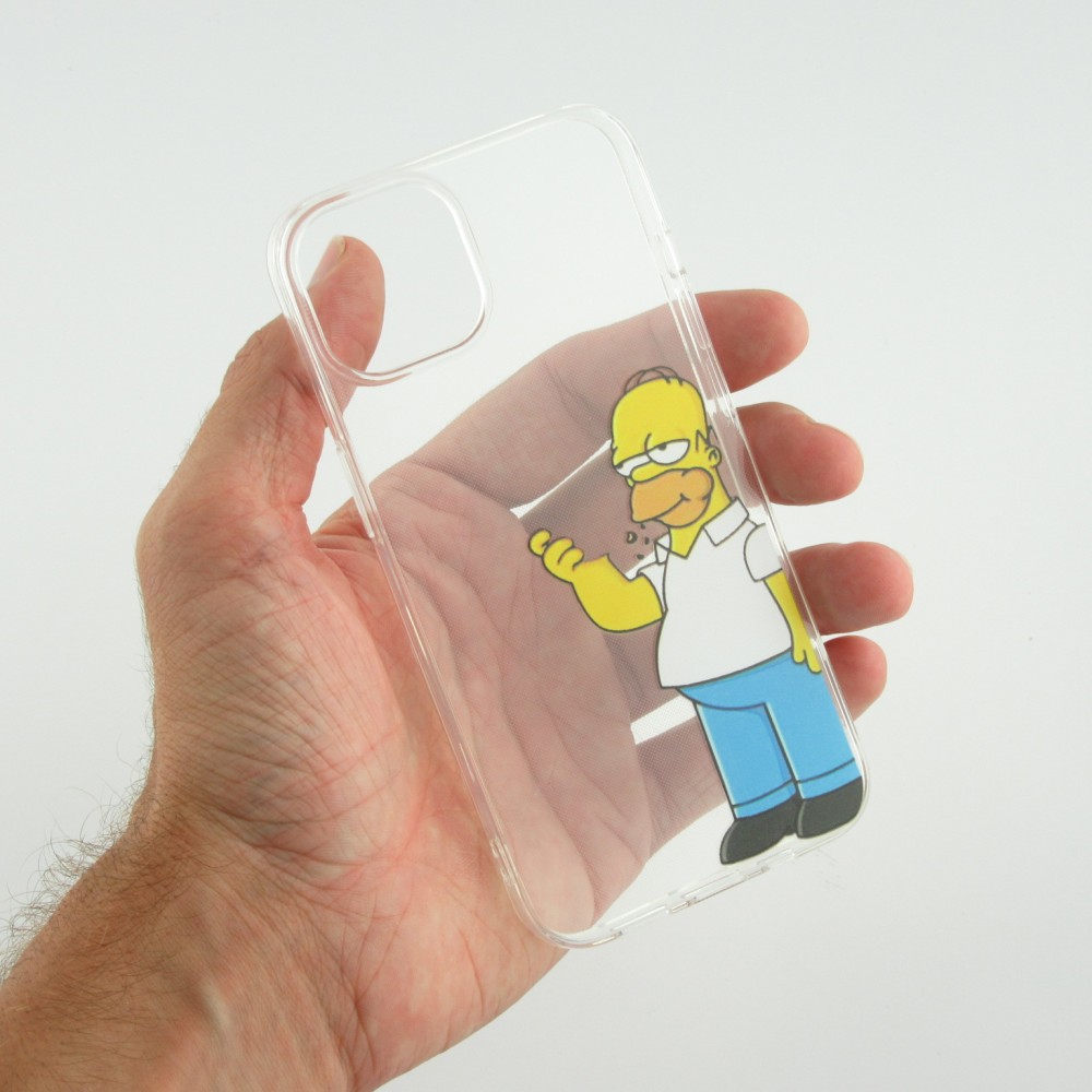 Coque iPhone 14 - Gel cartoon Homer Simpson