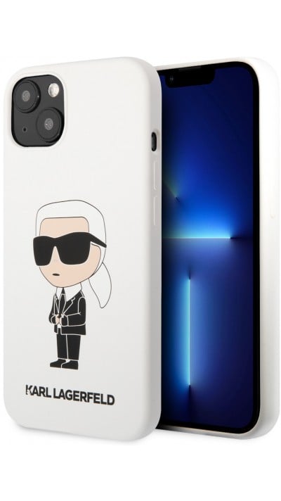 Coque iPhone 13 - Karl Lagerfeld chic silicon soft touch - Blanc