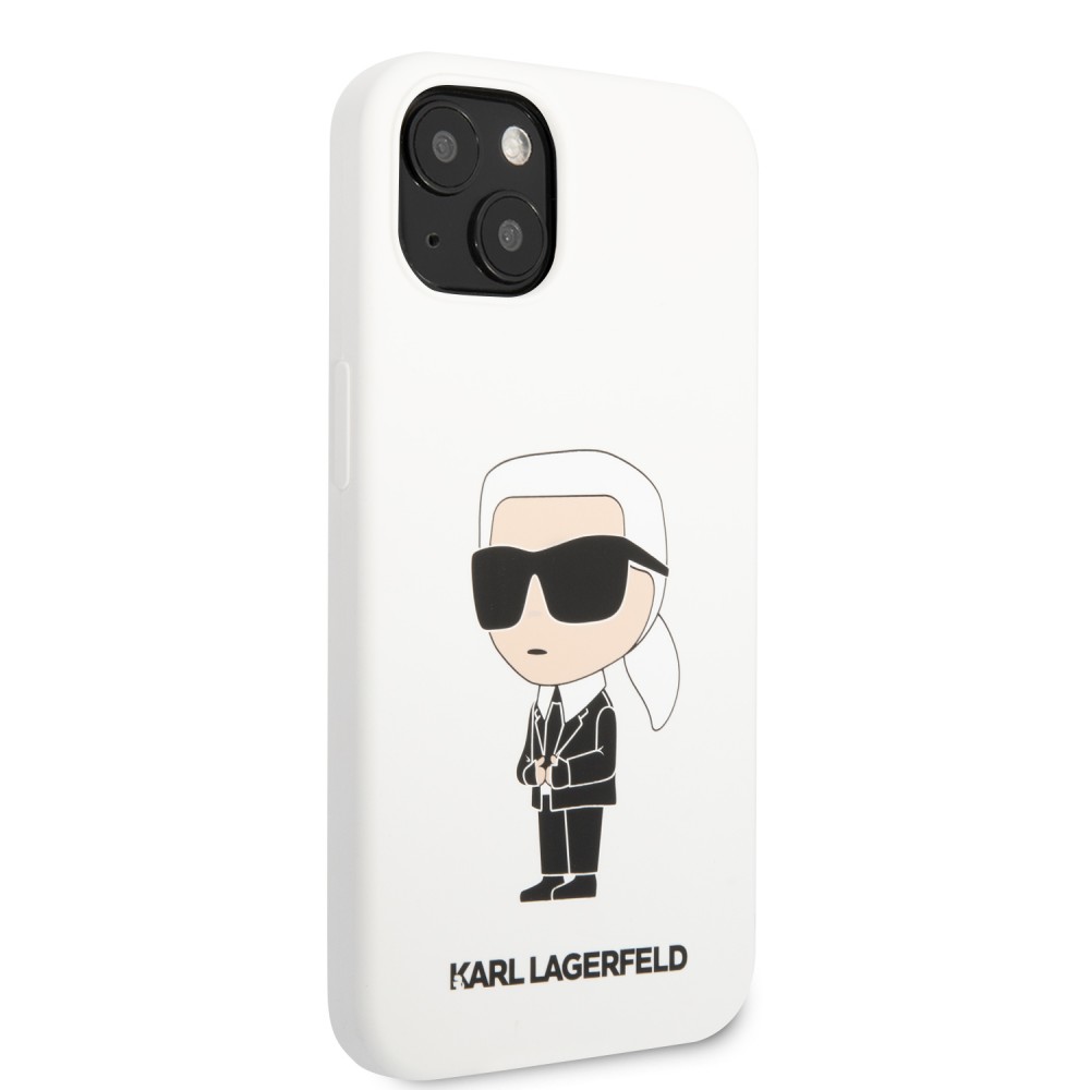 Coque iPhone 13 - Karl Lagerfeld chic silicone soft touch - Blanc