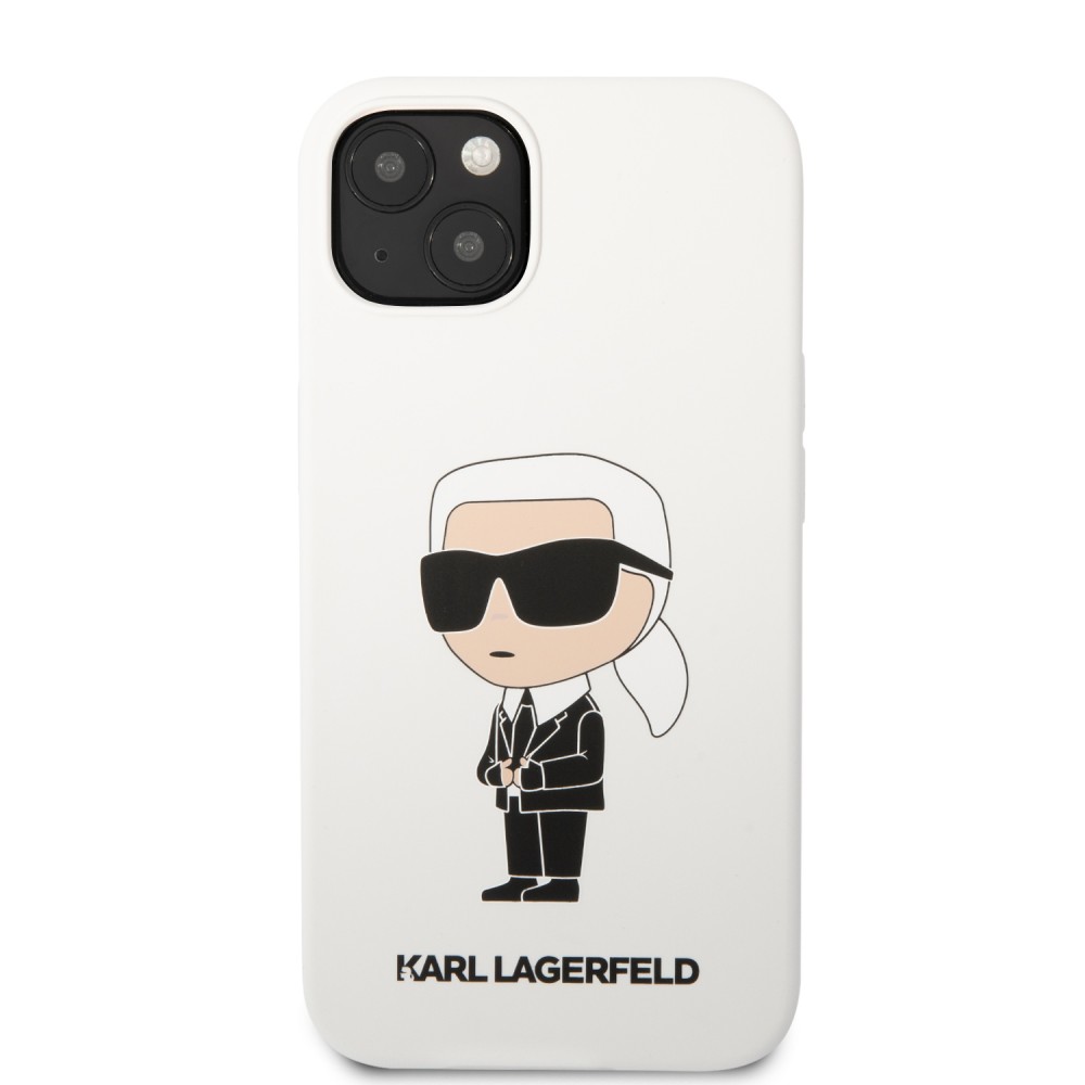 Coque iPhone 13 - Karl Lagerfeld chic silicone soft touch - Blanc