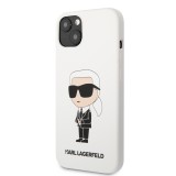 Coque iPhone 13 - Karl Lagerfeld chic silicone soft touch - Blanc