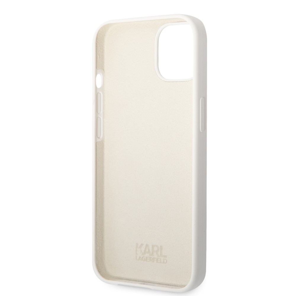 Coque iPhone 13 - Karl Lagerfeld chic silicone soft touch - Blanc