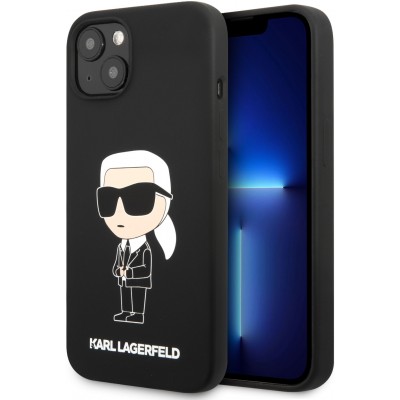 Coque iPhone 13 - Karl Lagerfeld chic silicon soft touch - Noir